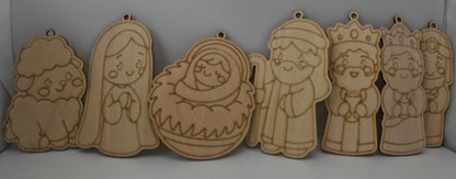 Wooden Christmas Ornament Set