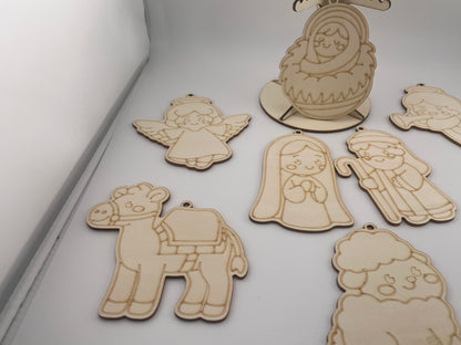 Wooden Christmas Ornament Set