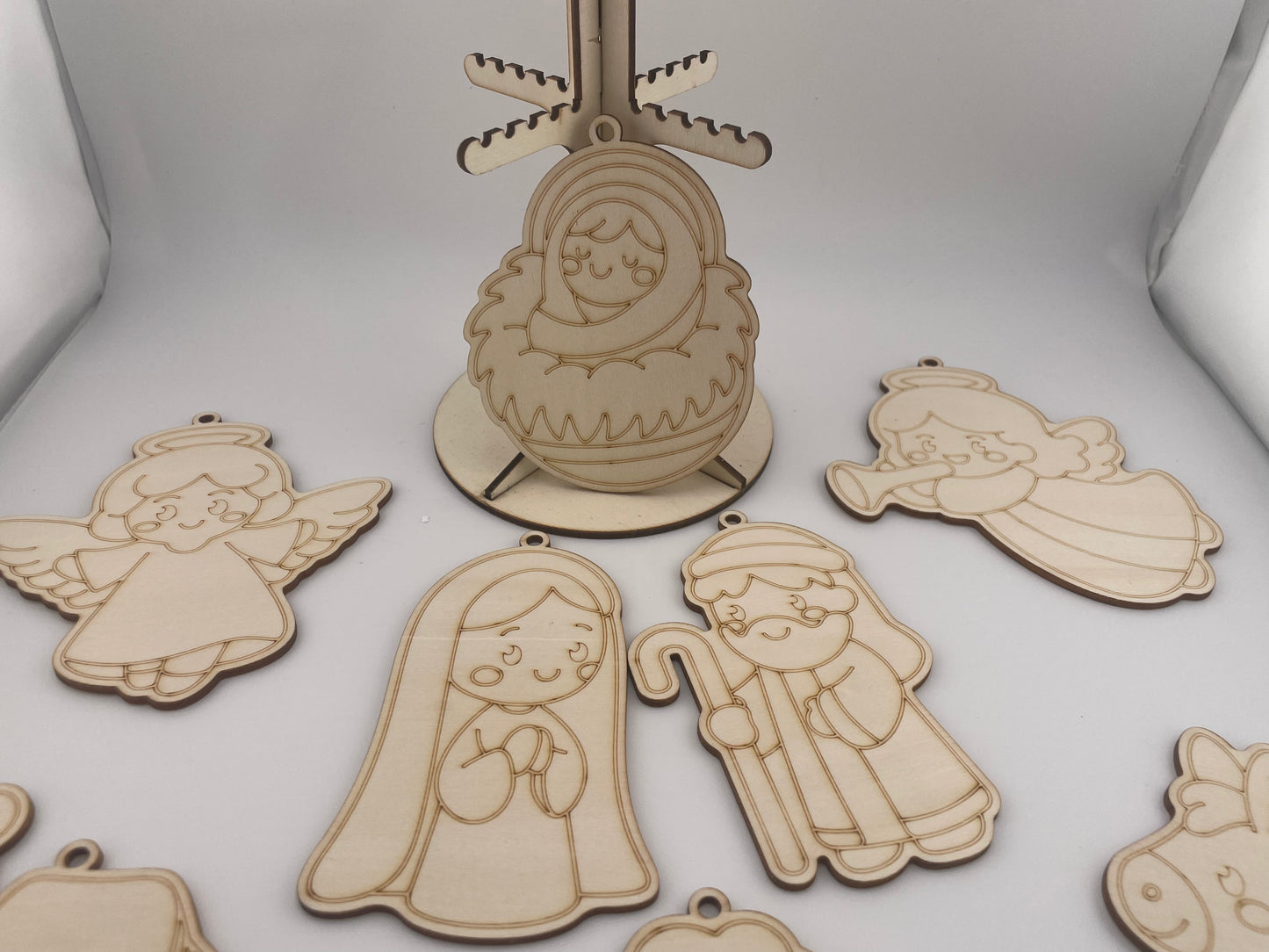 Wooden Christmas Ornament Set