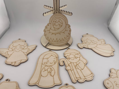 Wooden Christmas Ornament Set