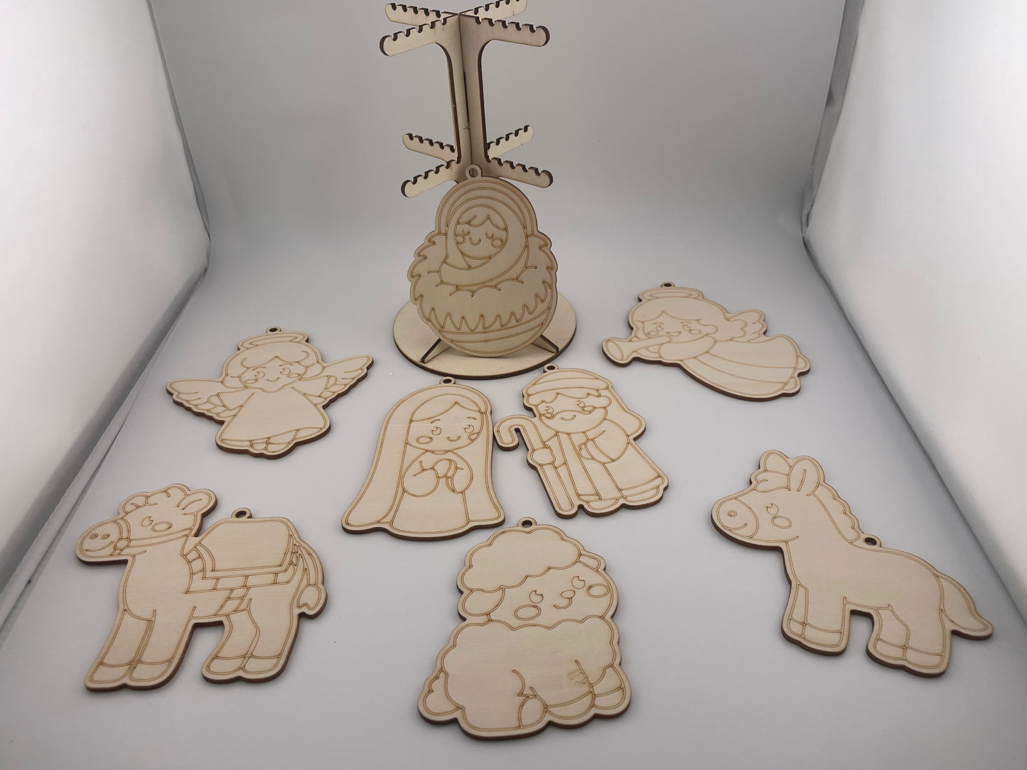 Wooden Christmas Ornament Set