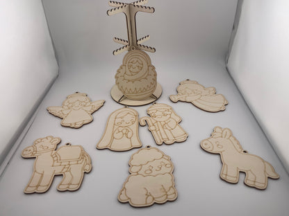 Wooden Christmas Ornament Set