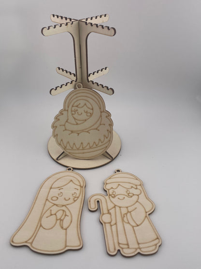 Wooden Christmas Ornament Set