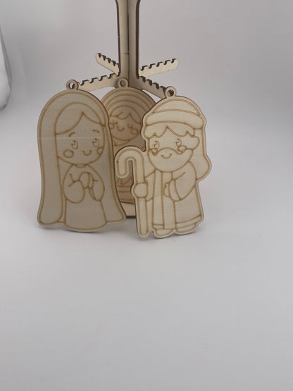 Wooden Christmas Ornament Set
