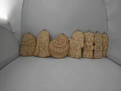 Wooden Christmas Ornament Set