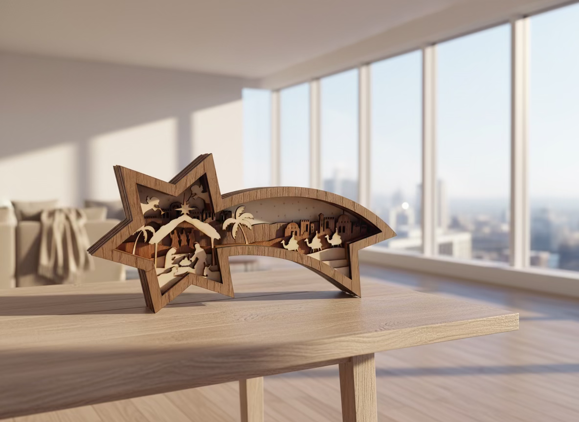 Wooden Shooting Star Nativity