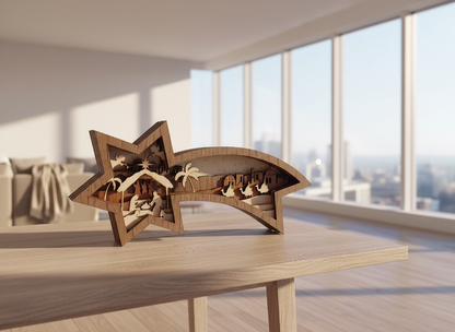 Wooden Shooting Star Nativity
