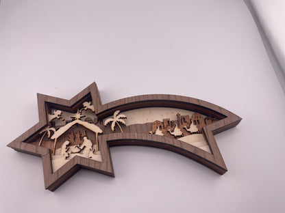 Wooden Shooting Star Nativity