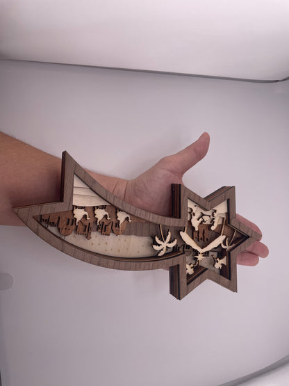 Wooden Shooting Star Nativity