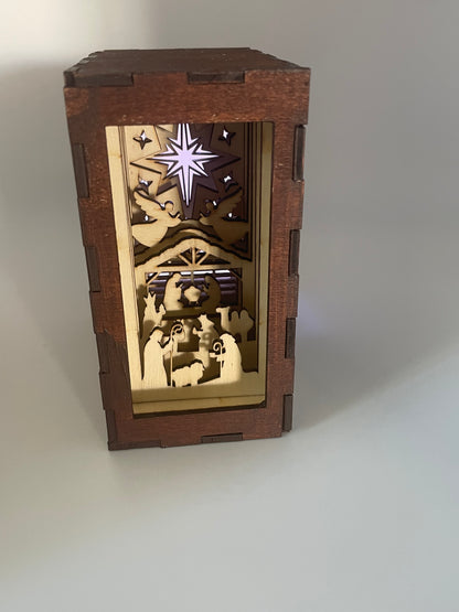 Light of the Nativity - Wooden Shadow Box