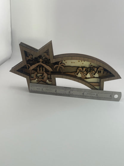 Wooden Shooting Star Nativity