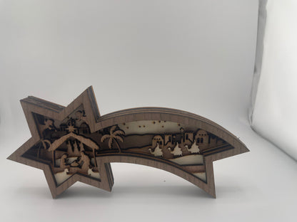 Wooden Shooting Star Nativity