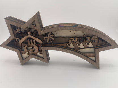 Wooden Shooting Star Nativity